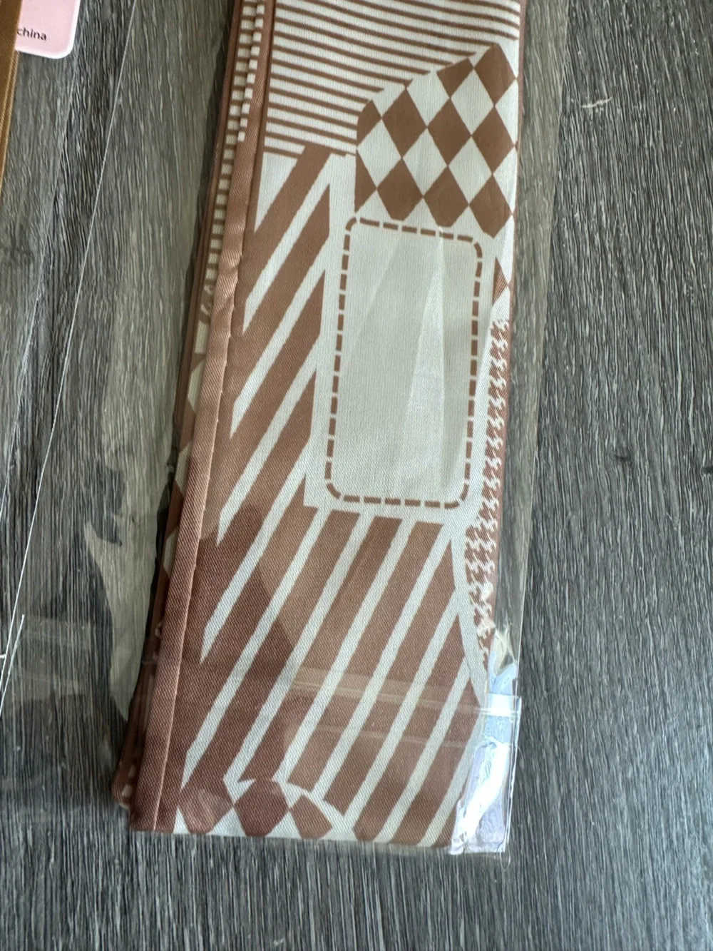 Mint NWT Twilly Autumn Bag Scarf Set of 2 Brown & Cream Floral & Geometric